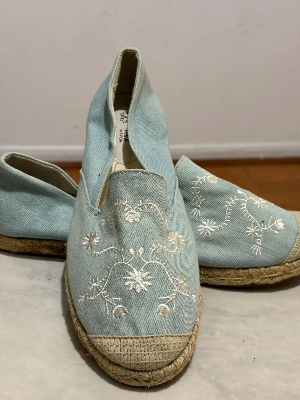 Avon Cushion Walk by Avon Light Blue Embroidered Espadrille Slip-Ons 8